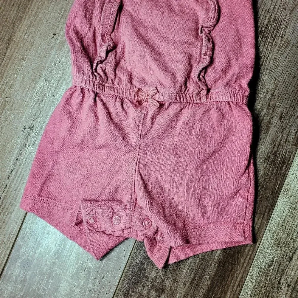 Carter's Baby Girl Mauve Ruffle Trim Romper Size 9 Months